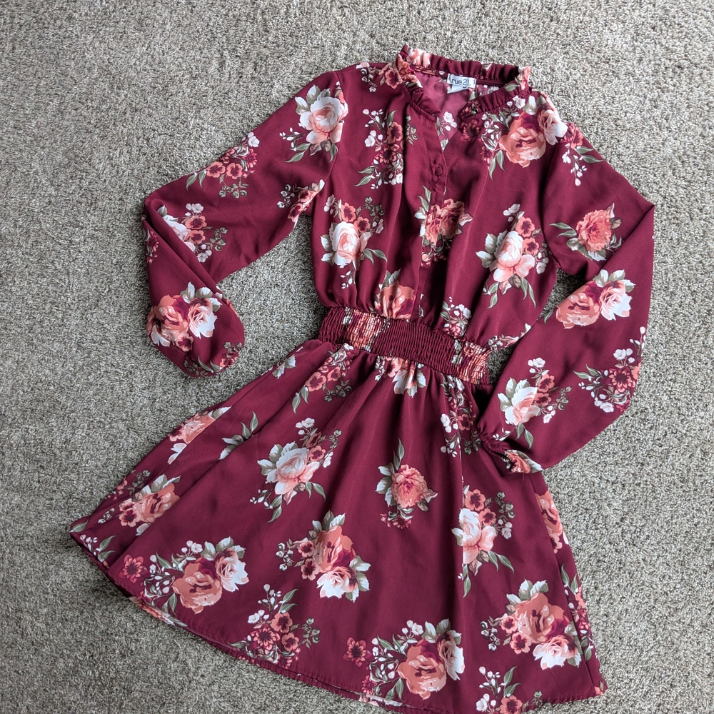 Rue21 Floral Burgundy Dress